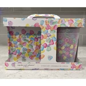 Set 8 VALENTINE Appetizer Plates & Cups Cupcake and Cashmere Melamine & Plastic